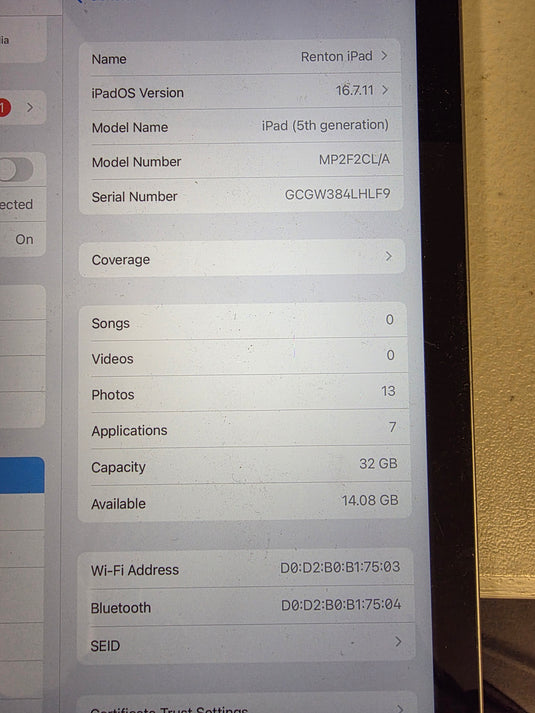 Ipad 5th Generation 32gb used