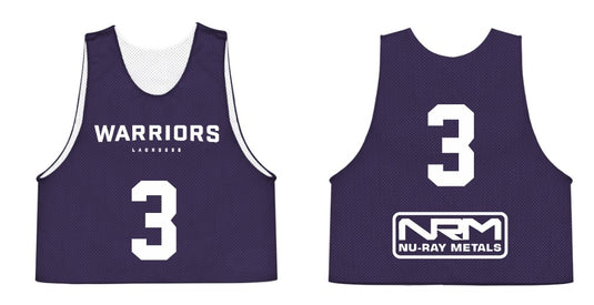Warriors Reversible Purple/White Lacrosse Pinnie w/ Number