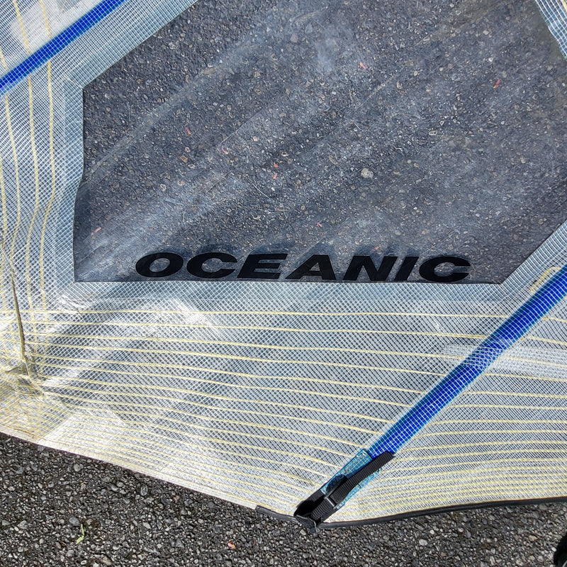 Load image into Gallery viewer, Used Oceanic Windsurfing Sail 5.0 Meters (White/Blue) With Carry Bag
