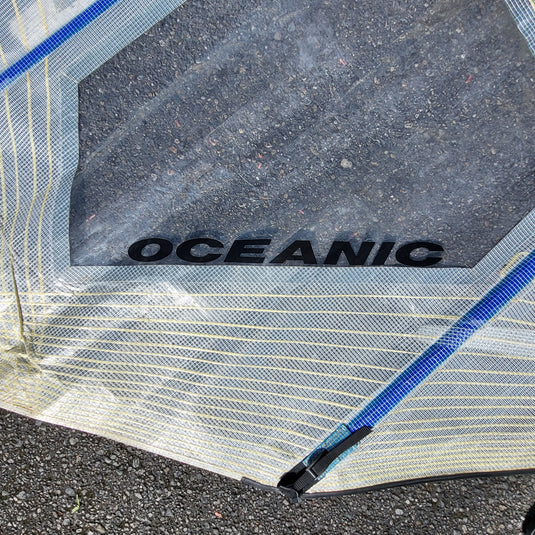 Used Oceanic Windsurfing Sail 5.0 Meters (White/Blue) With Carry Bag