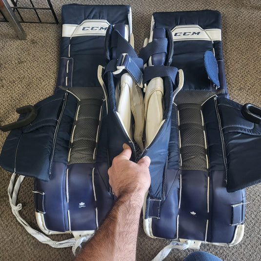 Used CCM Axis 1.9 goalie leg pads size senior 34" + 1"