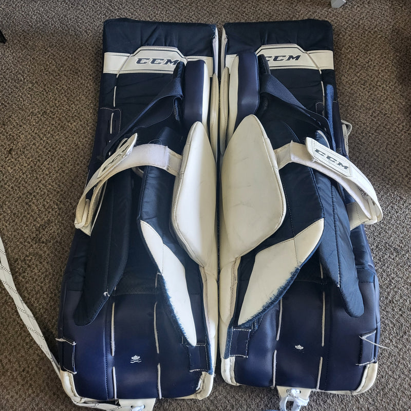 Load image into Gallery viewer, Used CCM Axis 1.9 goalie leg pads size senior 34" + 1"
