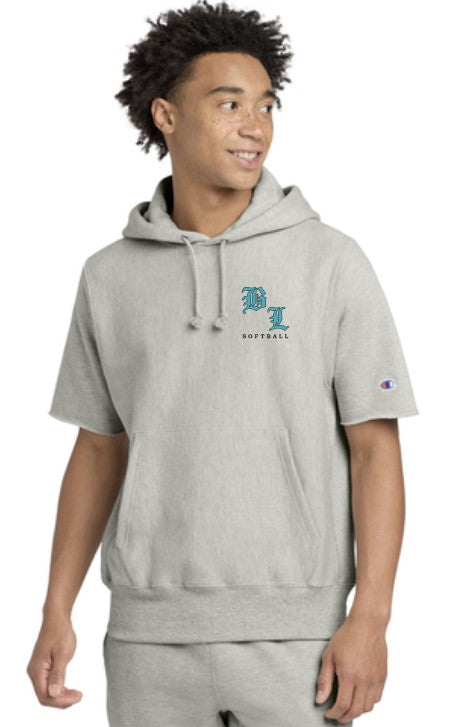 Load image into Gallery viewer, BL Softball Champion ® Reverse Weave ® Short Sleeve Hooded Sweatshirt
