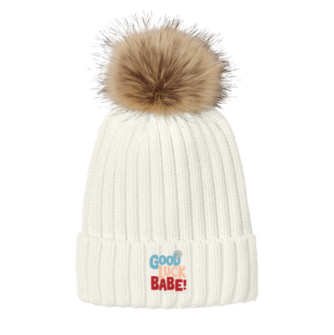 Load image into Gallery viewer, Femininomenons Embroidered Logo Faux Fur Pom Beanie

