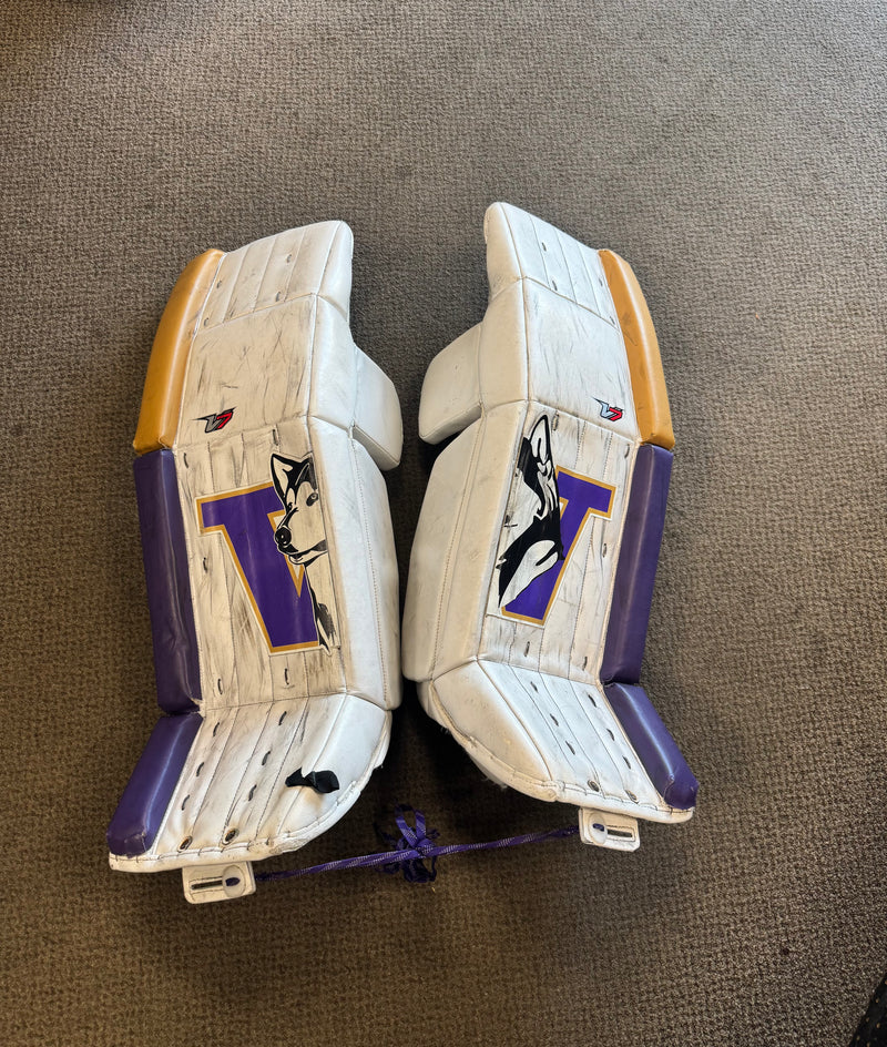 Load image into Gallery viewer, Used Vaughn Velocity V7 Washington Huskies 35 + 1.5" Goalie Leg Pads
