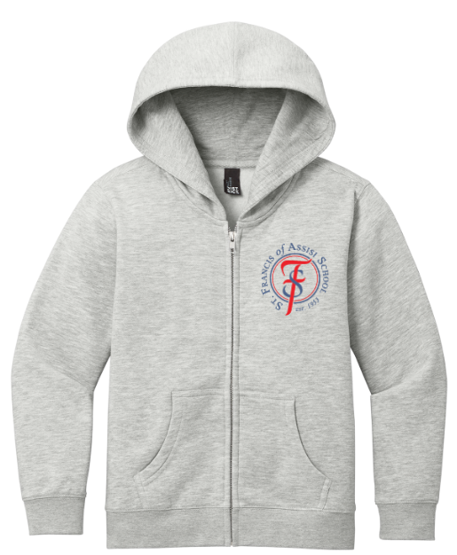 Load image into Gallery viewer, St Francis of Assisi Youth Cotton/Poly Fleece Full Zip Hoodie
