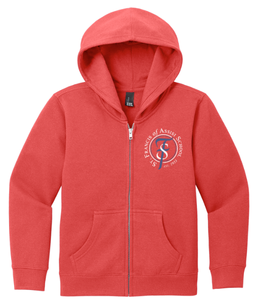 Load image into Gallery viewer, St Francis of Assisi Youth Cotton/Poly Fleece Full Zip Hoodie
