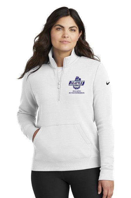 Load image into Gallery viewer, Sno-King Jr Thunderbirds Nike Women's Club Fleece Sleeve Swoosh 1/2-Zip
