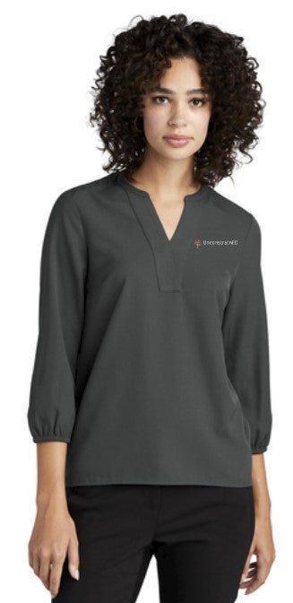 UnconstrainED Women's Stretch Crepe 3/4 Sleeve Blouse