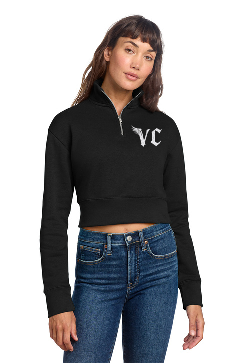 Load image into Gallery viewer, Vulture Culture Double Logo Women's V.I.T. Cropped ½ Zip
