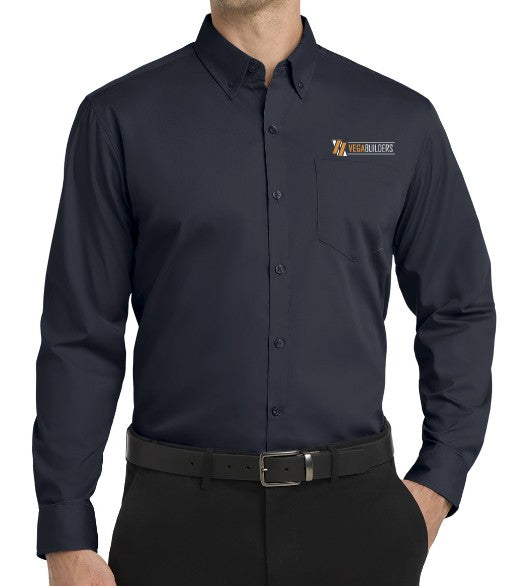 Load image into Gallery viewer, Vega Builders Long Sleeve Carefree Poplin Shirt
