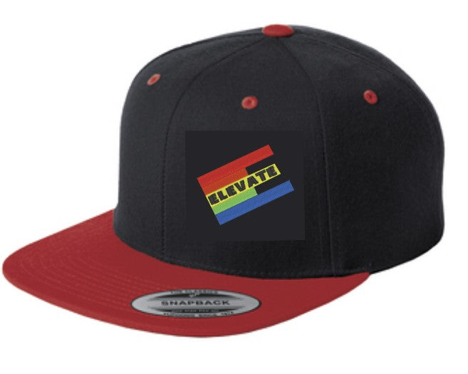 Load image into Gallery viewer, Elevate Rainbow Logo Pride Flat Bill Snapback Cap

