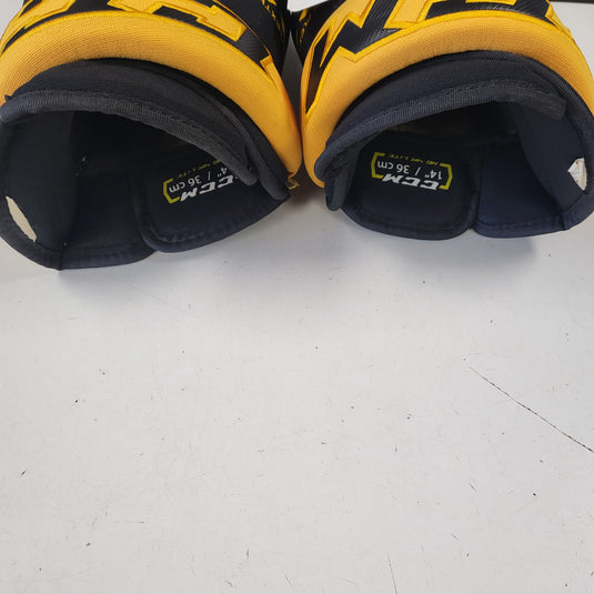 Used CCM 4R Lite Black/Gold Hockey Gloves 14"