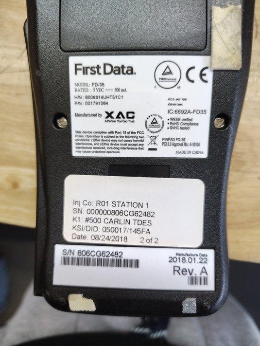first data FD35 pin pad card payment reader w/chip, swipe, and tap features