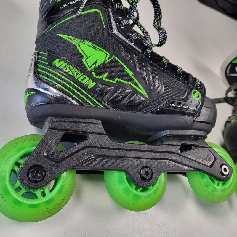 Load image into Gallery viewer, Used Mission Lil Ripper Adjustable Size 11-1 Inline Hockey Skates
