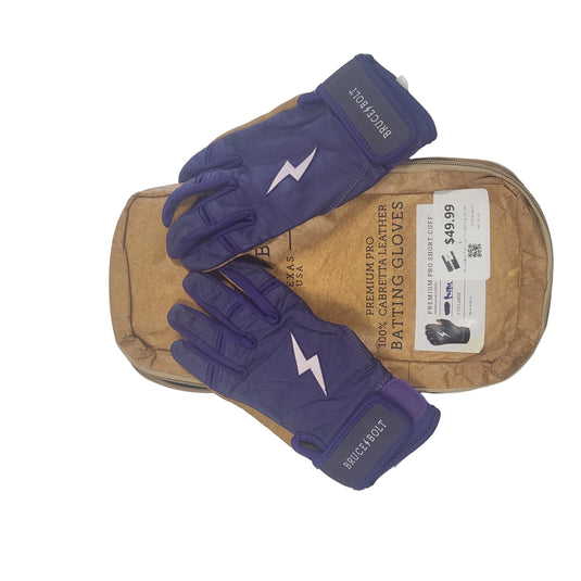 Bruce Bolt Premium Pro Batting Gloves Youth Large Purple