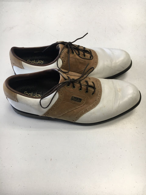 Used FootJoy DryJoy White/Tan Mens 11.5 Golf Shoes