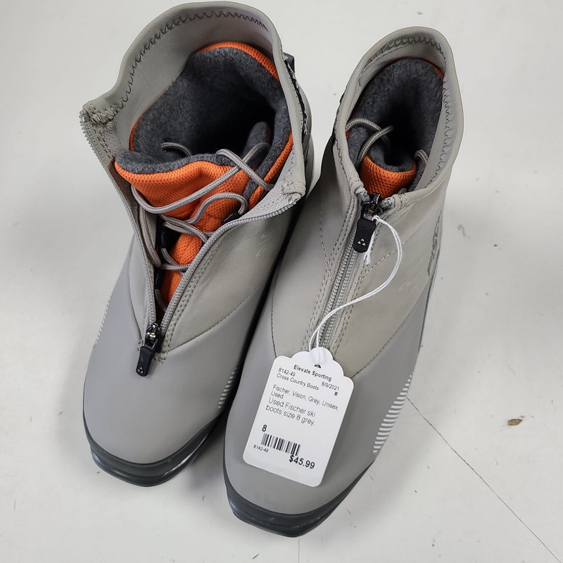 Load image into Gallery viewer, Fischer Vision Grey Unisex Size Specific 8 Used Cross Country Boots
