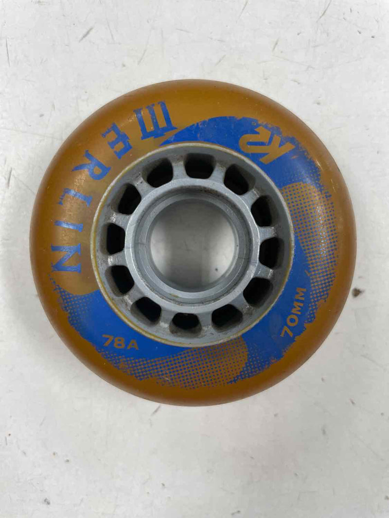 Load image into Gallery viewer, K2 Merlin Amber Wheel Size 70mm 78A Used Inline Wheels
