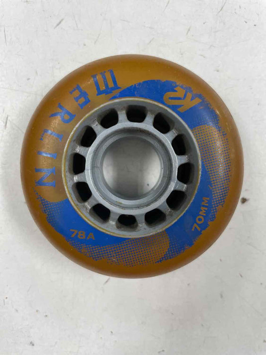 K2 Merlin Amber Wheel Size 70mm 78A Used Inline Wheels