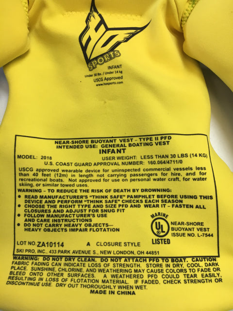 Load image into Gallery viewer, HO Type II Green/Blue/Yellow Infant Size Specific Used Life Vest
