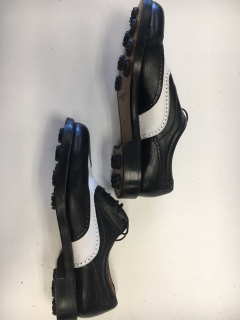 Load image into Gallery viewer, Salvatore Ferragamo Black/White Mens Size Specific 8 Used Golf Shoes
