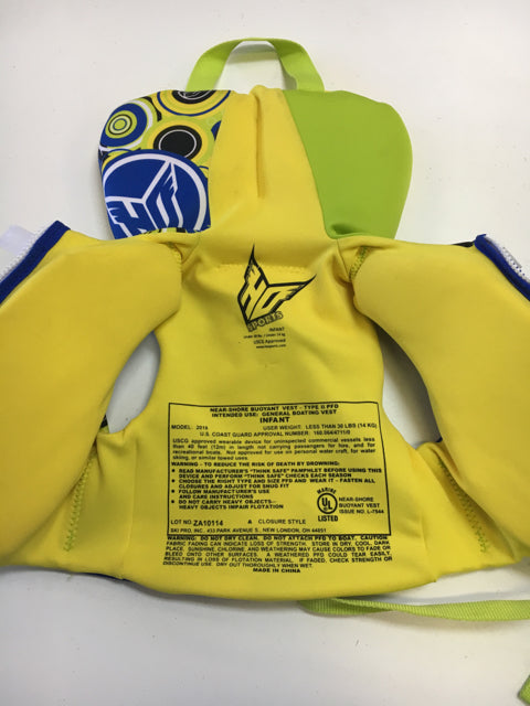 HO Type II Green/Blue/Yellow Infant Size Specific Used Life Vest