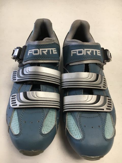 Load image into Gallery viewer, Used Forte Blue/Grey Sr Shoe Size 8 Biking Shoes
