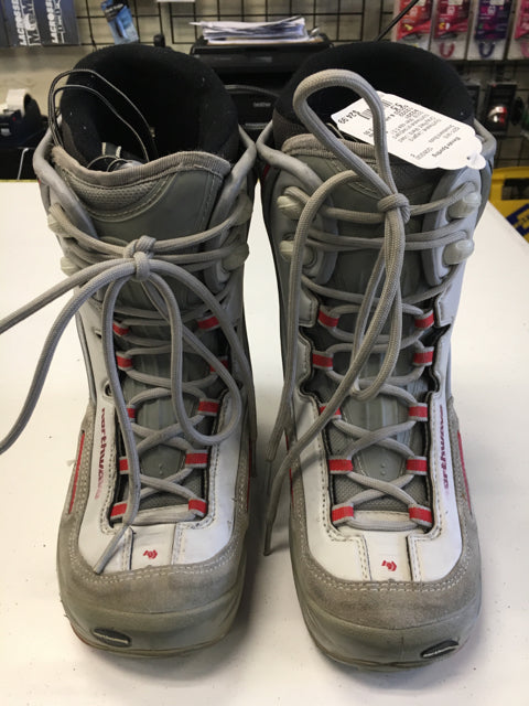 Load image into Gallery viewer, Northwave Legend Gray/Red Mens Size Specific 5.5 Used Snowboard Boots

