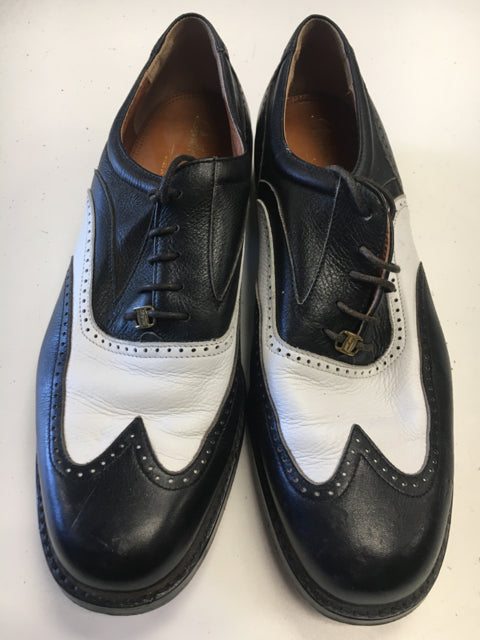 Load image into Gallery viewer, Salvatore Ferragamo Black/White Mens Size Specific 8 Used Golf Shoes
