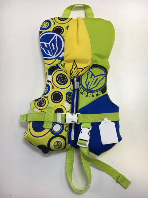Load image into Gallery viewer, HO Type II Green/Blue/Yellow Infant Size Specific Used Life Vest
