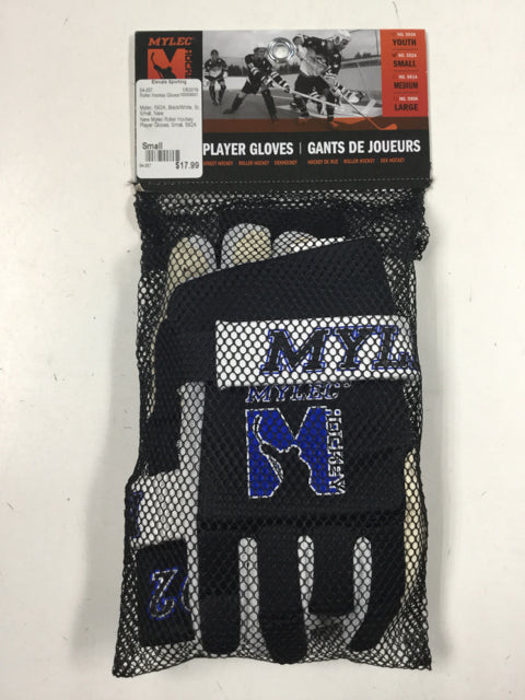 Load image into Gallery viewer, Mylec 592A Black/White Sr Small New Roller Hockey Gloves
