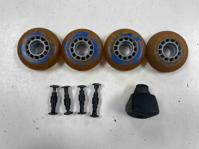 Load image into Gallery viewer, K2 Merlin Amber Wheel Size 70mm 78A Used Inline Wheels
