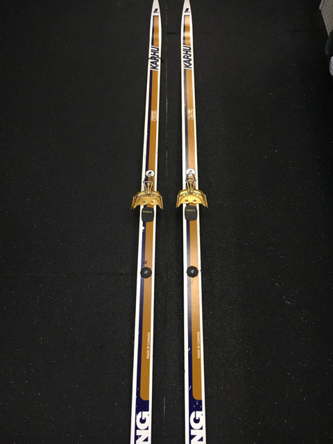Load image into Gallery viewer, Used Karhu Touring Gold/Blue/White Length 200cm Cross Country Skis
