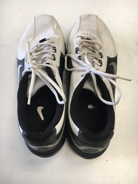 Load image into Gallery viewer, Nike White/Black Mens Size Specific 13 Used Golf Shoes
