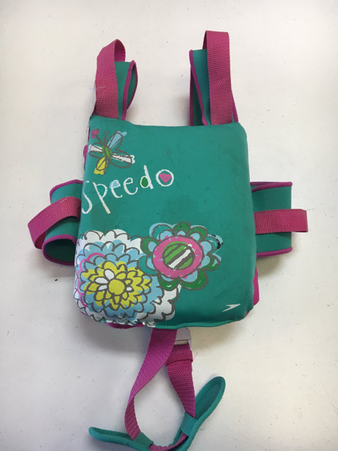 Load image into Gallery viewer, Speedo Teal/Pink Girls Size 30-50 lbs Girl's Used Life Vest

