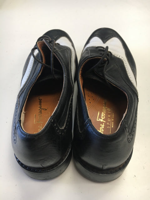 Load image into Gallery viewer, Salvatore Ferragamo Black/White Mens Size Specific 8 Used Golf Shoes

