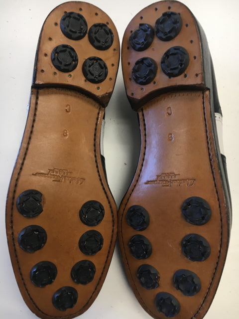 Load image into Gallery viewer, Salvatore Ferragamo Black/White Mens Size Specific 8 Used Golf Shoes
