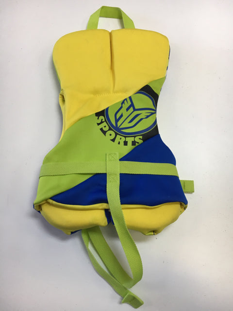 Load image into Gallery viewer, HO Type II Green/Blue/Yellow Infant Size Specific Used Life Vest
